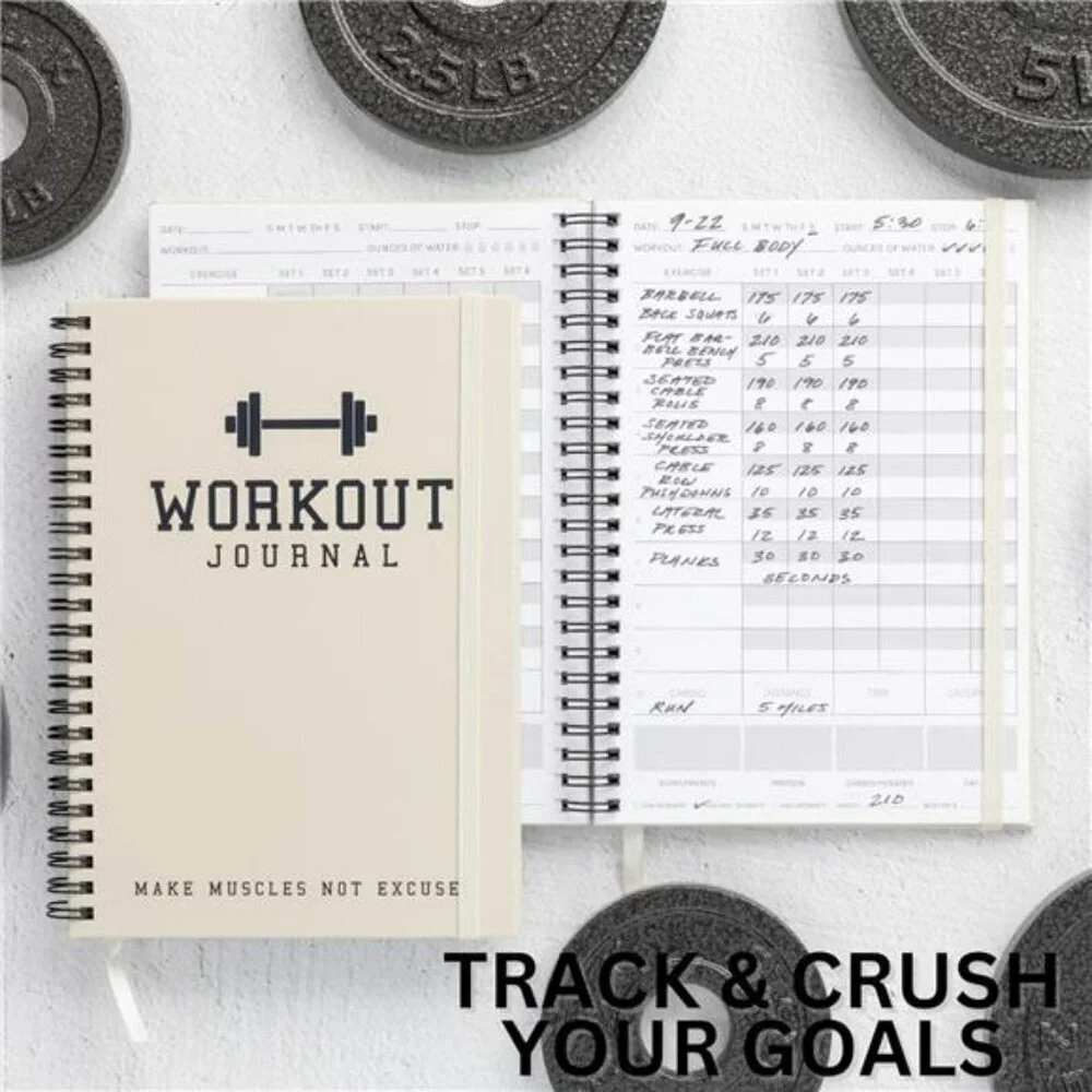 Fitness Journal Workout Log Book Planner Men Women Gym Tracker Exercise Goals